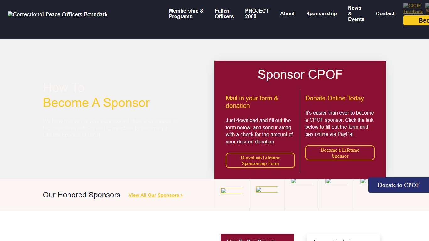 Sponsorship • Correctional Peace Officers Foundation